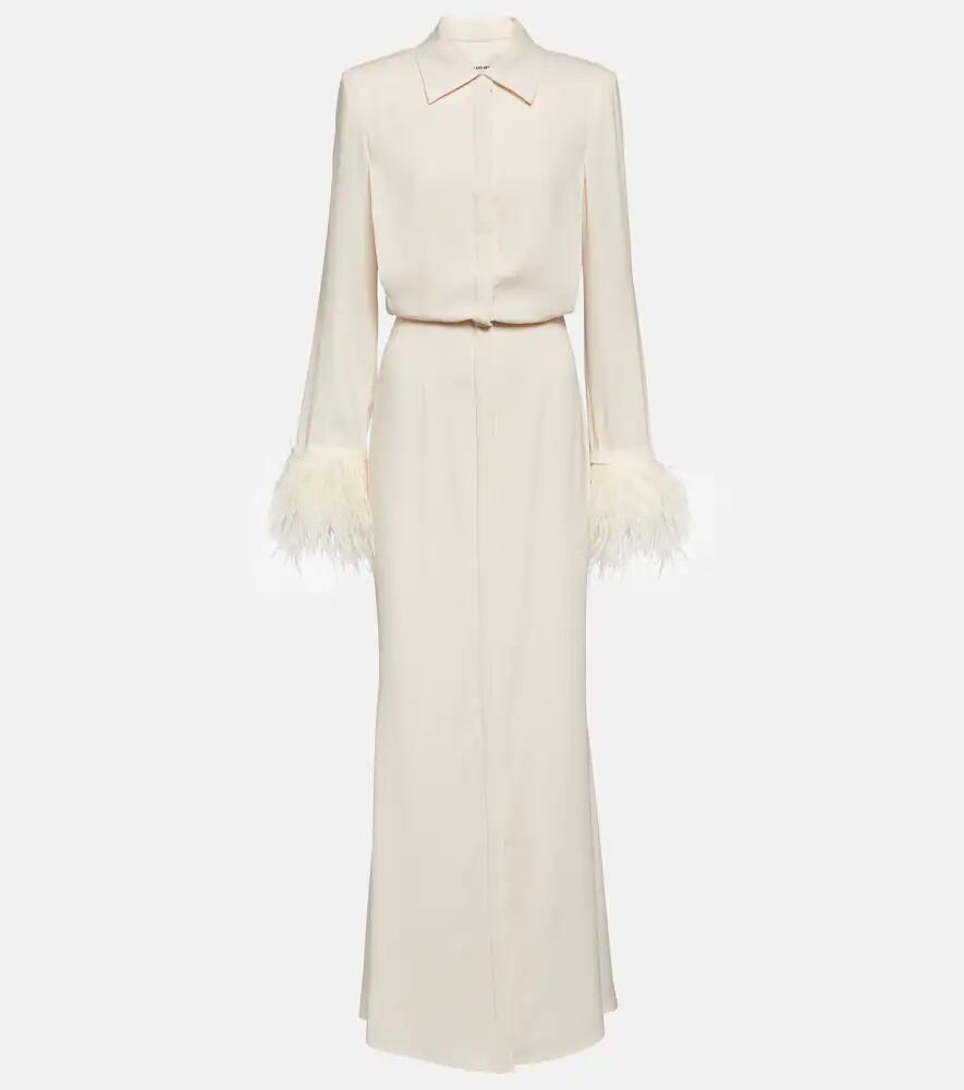 Roland Mouret Feather-trimmed crêpe maxi shirt dress Cover