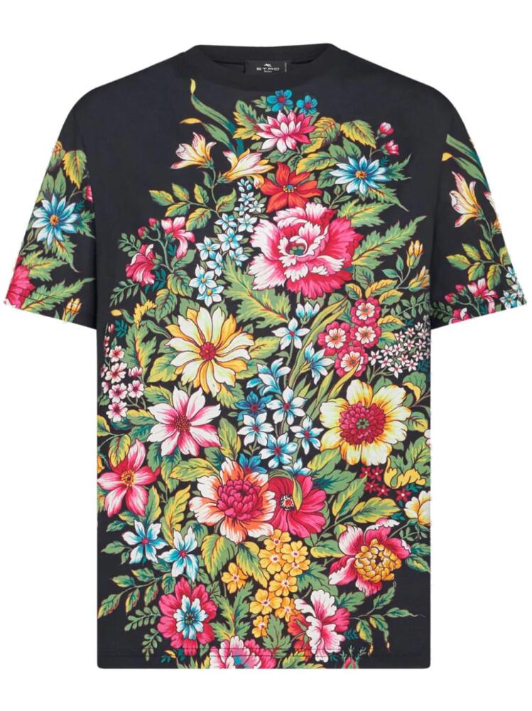 ETRO floral-print cotton T-shirt - Black Cover