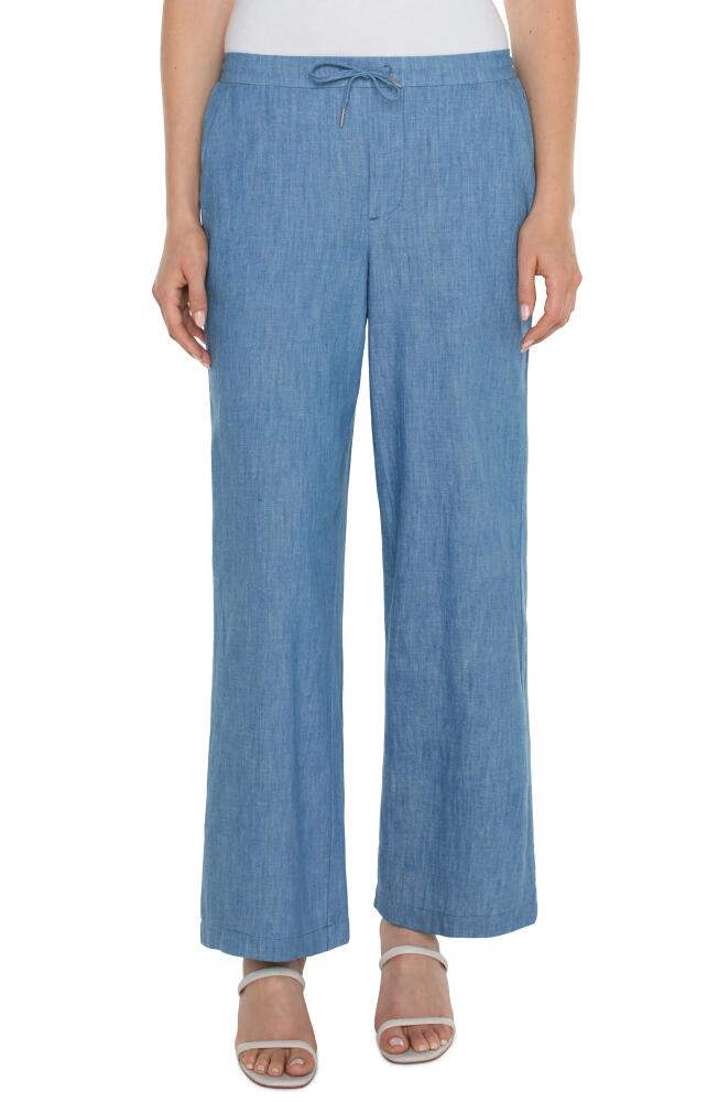 Liverpool Los Angeles Cotton Wide Leg Drawstring Pants in Chambray Cover