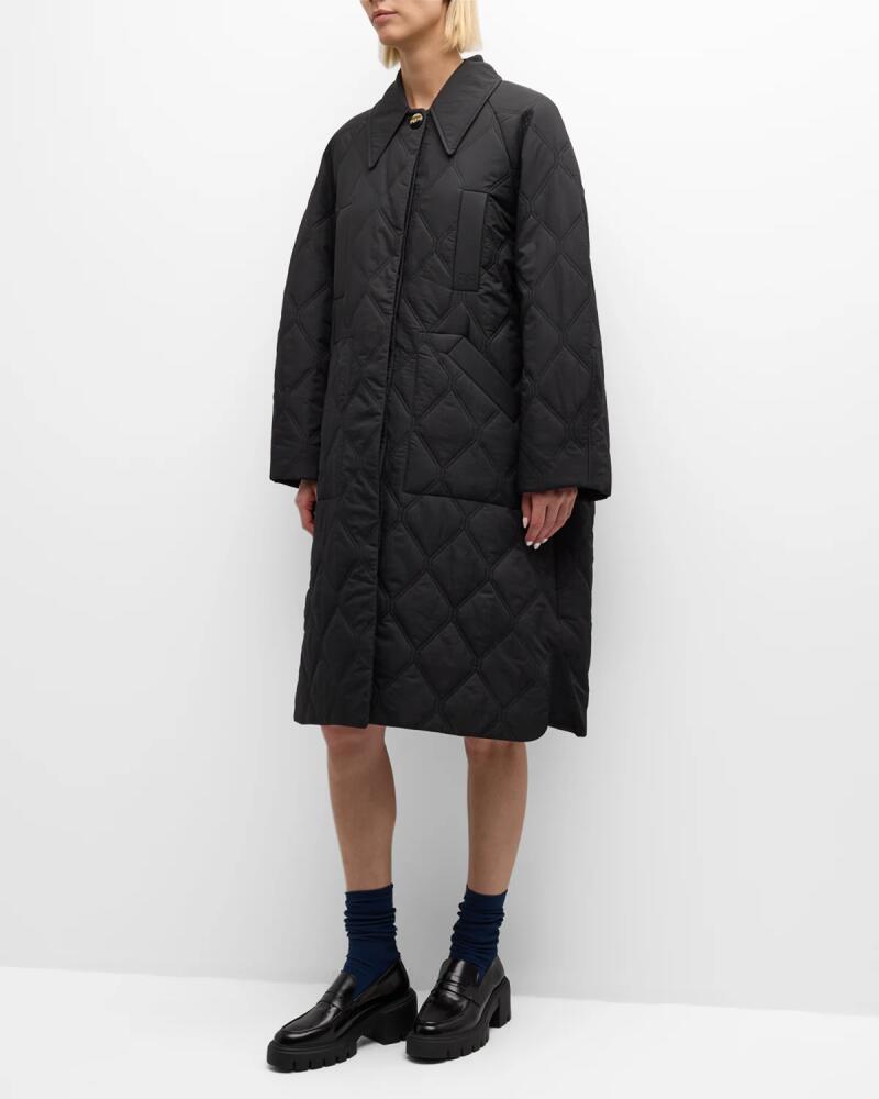 Ganni Quilted Raglan Midi Coat Cover