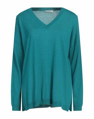 Kangra Woman Sweater Deep jade Silk, Cashmere Cover