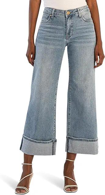 KUT from the Kloth Meg High Rise Fab Ab Wide Legs Roll Up Regular Hem (Charming W/Medium Base Wash) Women's Jeans Cover