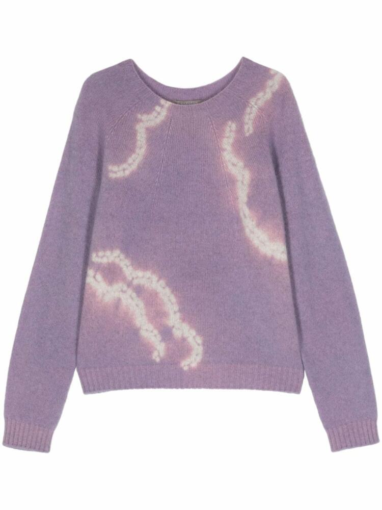 Suzusan Orinui Shibori cloud-pattern cashmere jumper - Purple Cover