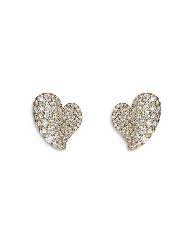 Piranesi 18K Yellow Gold Wave Heart Diamond Pave Stud Earrings Cover