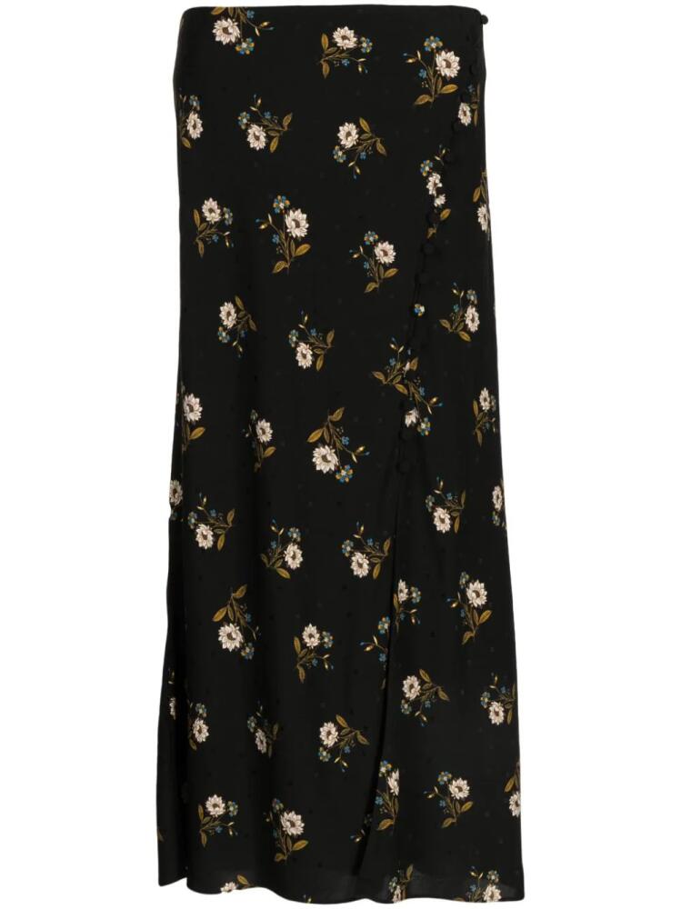 Veronica Beard Franconia floral-print midi skirt - Black Cover