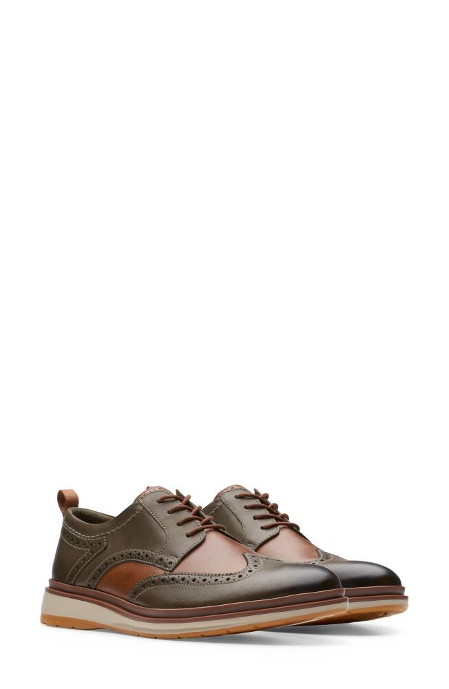 Clarks(r) Chantry Wingtip Derby in Dark Olive Combi Cover