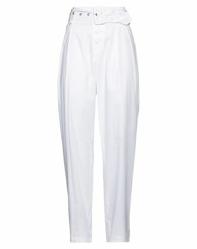 Brand Unique Woman Pants White Cotton, Elastane Cover