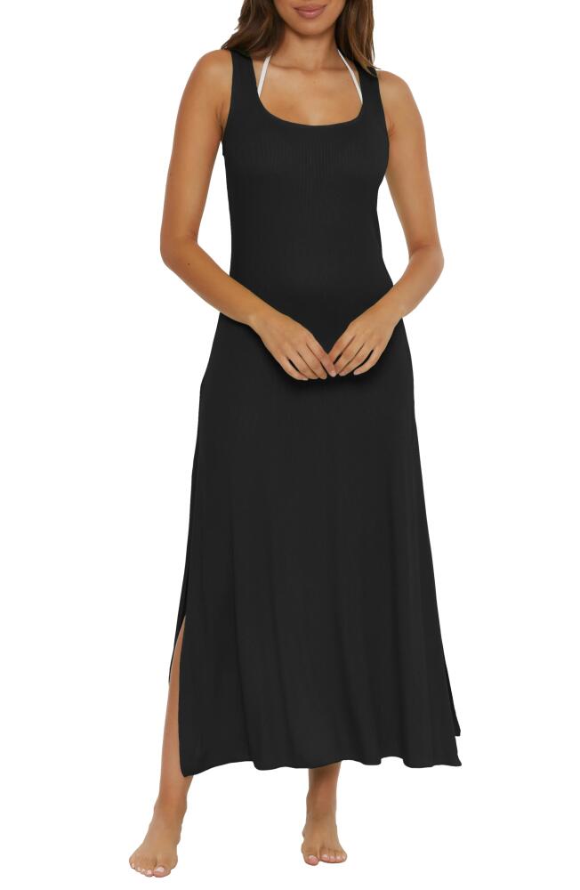 Becca Mykonos Semisheer Ribbed Cover-Up Maxi Dress in Black Cover