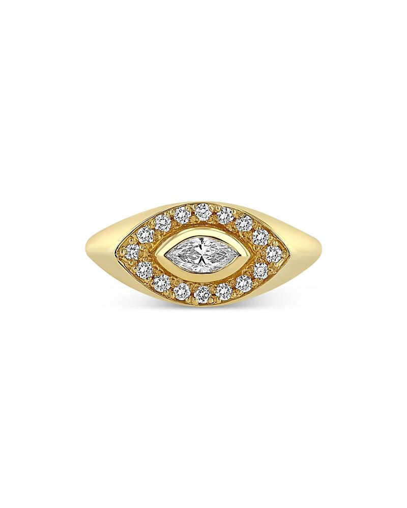 Zoe Chicco 14K Yellow Gold Paris Diamond Marquis Halo Statement Ring Cover