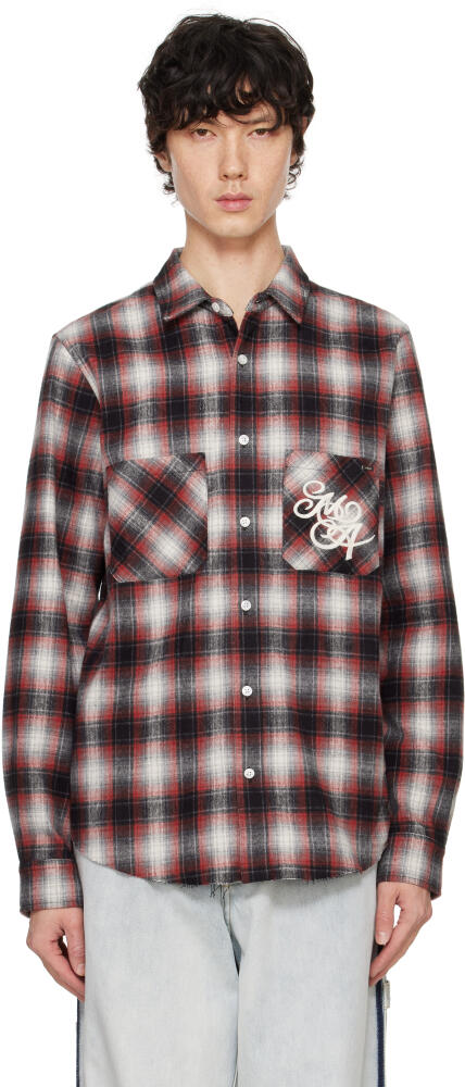 AMIRI Burgundy 'Amiri Swirl' Flannel Shirt Cover