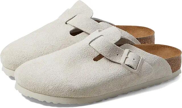 Birkenstock Boston Soft Footbed - Suede (Antique White) Women's Clog/Mule Shoes Cover