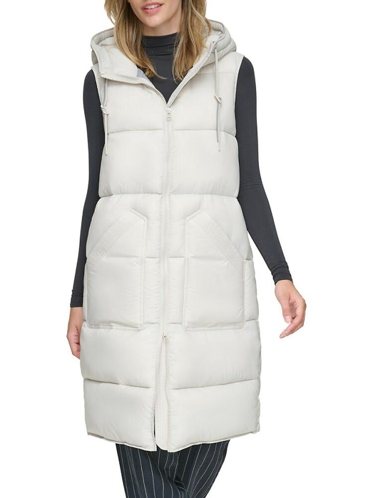 Andrew Marc Women's Kerr Long Quilted Puffer Vest - Moon Cover