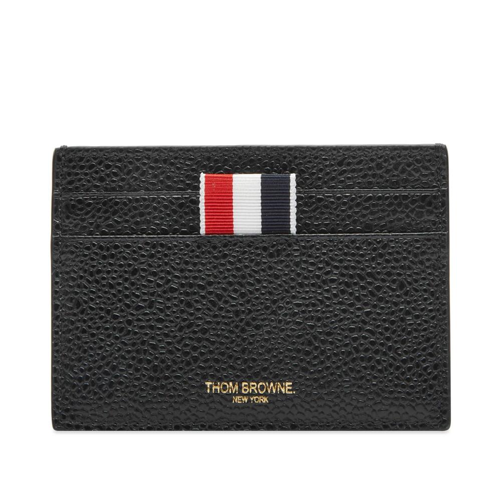 Thom Browne Men's Single Card Holder in Black Pebble Grain Cover