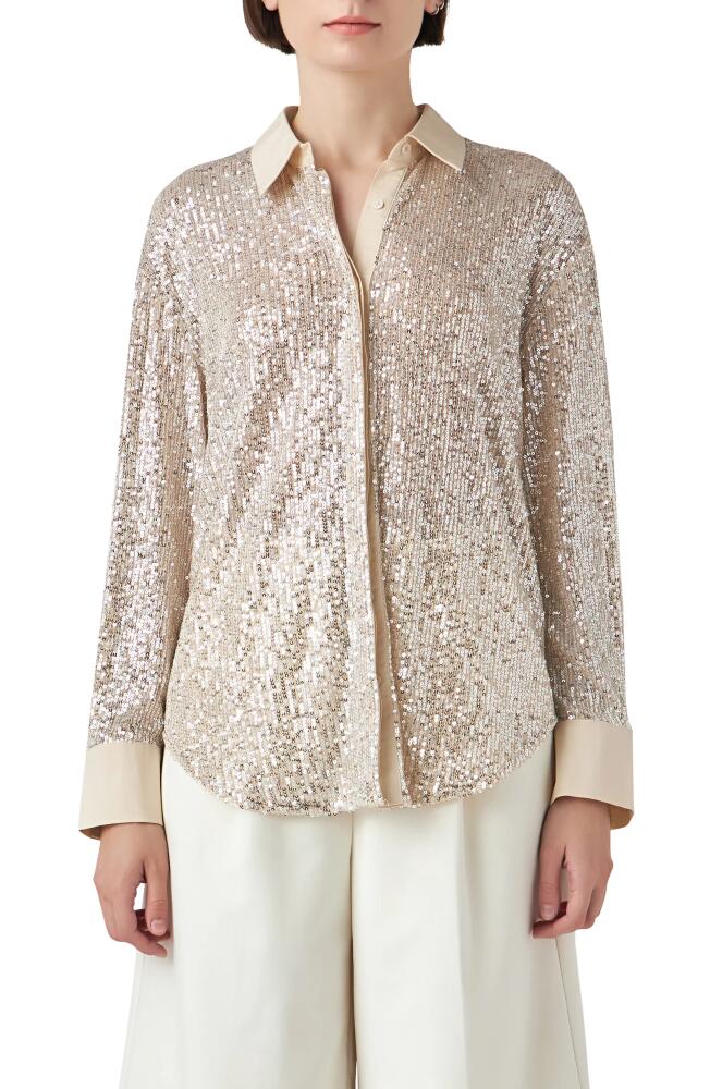 Grey Lab Oversize Sequin Shirt in Ivory Cover