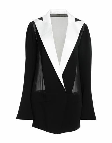 Balmain Woman Blazer Black Viscose, Silk Cover