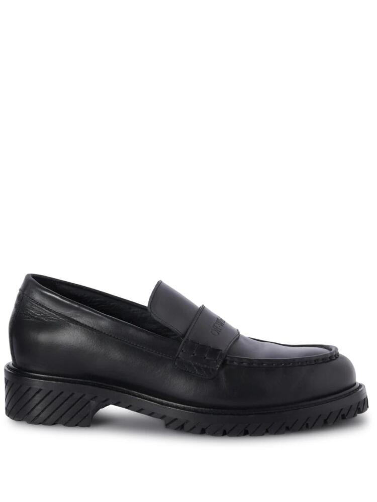 Off-White Military logo-debossed leather loafers - Black Cover