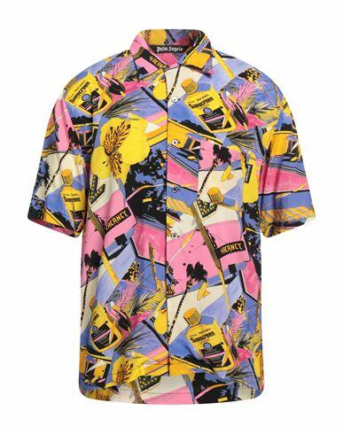 Palm Angels Man Shirt Purple Viscose, Polyester Cover