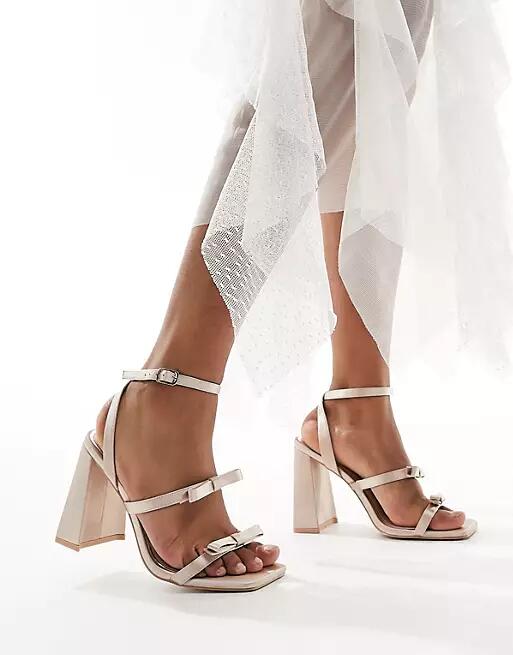 Be Mine Bridal Angelin bow block heel sandals in blush-Pink Cover