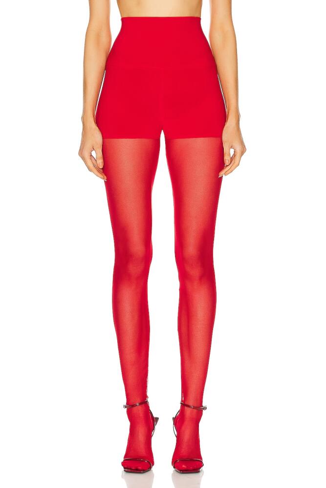 Norma Kamali Legging W/ Mesh Bottom Footsie in Red Cover