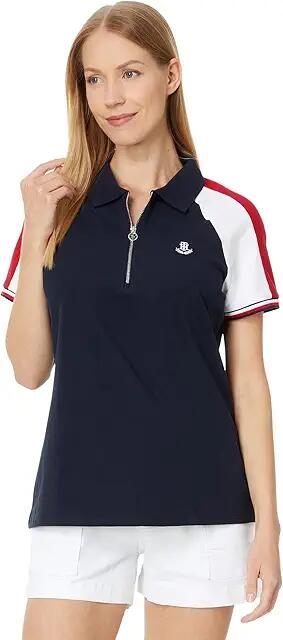 Tommy Hilfiger Color-Block Raglan Zip Polo (Sky Captain) Women's Clothing Cover