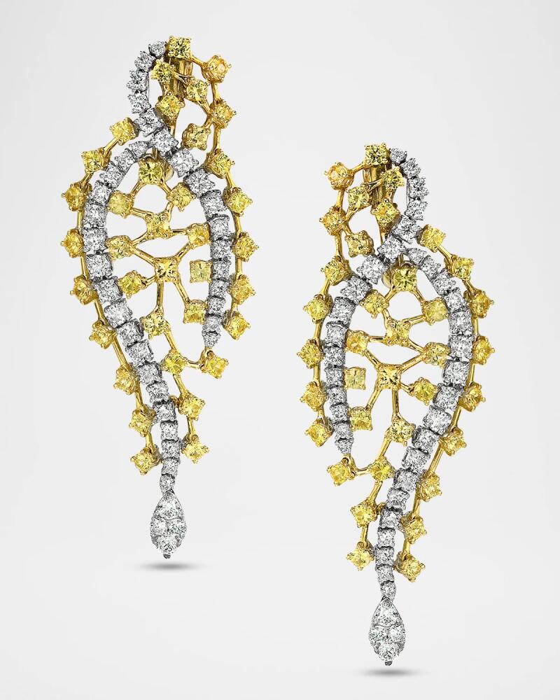 Andreoli 18K White and Yellow Gold Fancy Earrings with Yellow Sapphires and Diamonds Cover