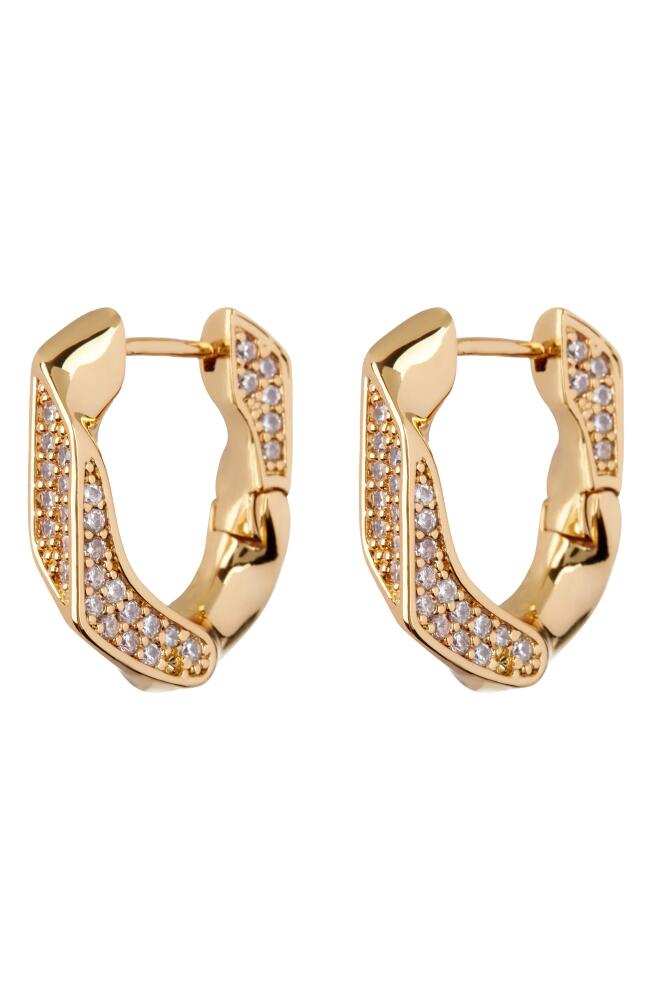 Luv AJ Pavé Cuban Link Hoop Earrings in Gold Cover