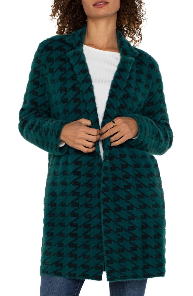 Liverpool Houndstooth Open Front Sweater Coat in Dark Forest Houndstooth Cover