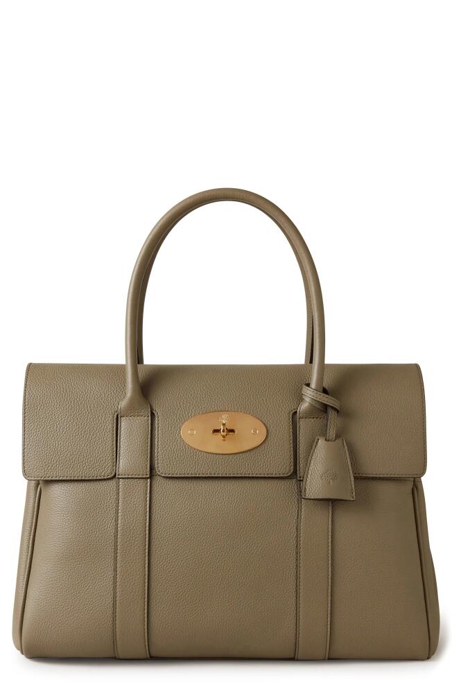 Mulberry Bayswater Pebbled Leather Satchel in Linen Green Cover