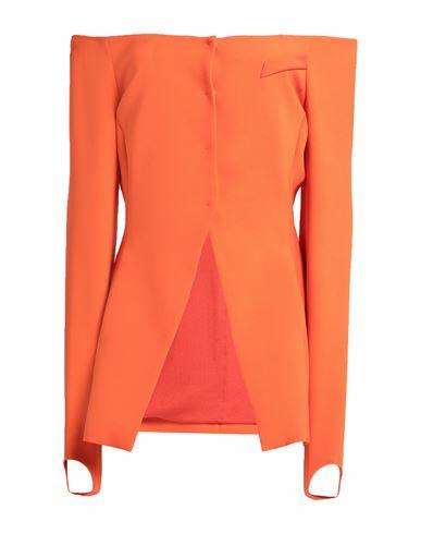 Alessandro Vigilante Woman Blazer Orange Polyester, Polyurethane Cover