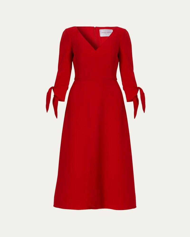 Carolina Herrera Tie-Sleeve V-Neck Midi Dress Cover