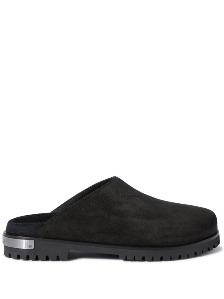 Off-White metal-logo suede clogs - Black Cover