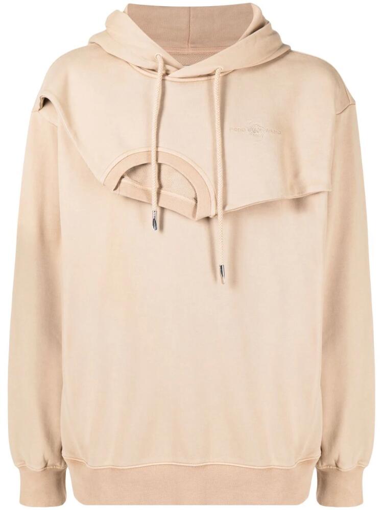 Feng Chen Wang panelled drawstring hooded jacket - Brown Cover