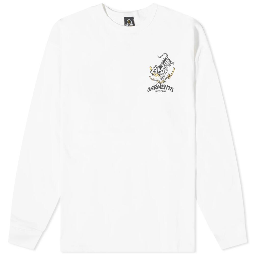 FrizmWORKS Men's Tiger Pugmark Longsleeve T-Shirt in White Cover