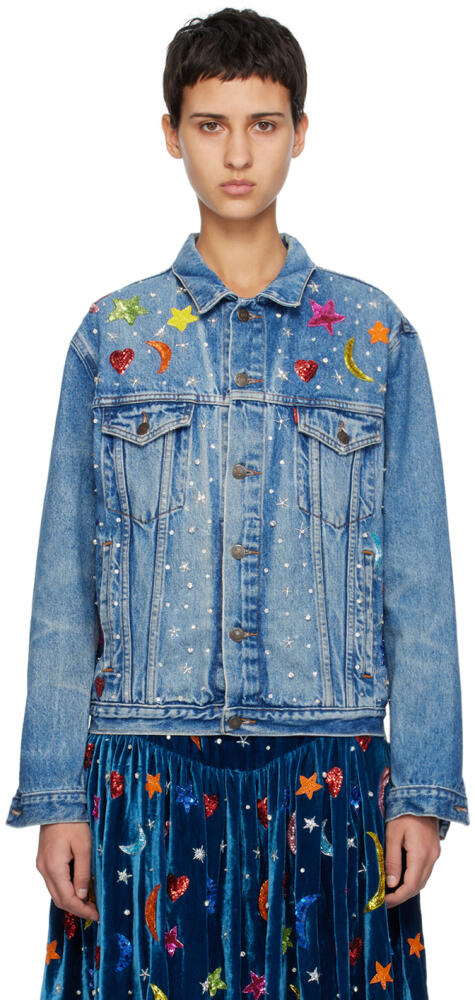 Caro Editions Blue Upcycled Denim Jacket Cover