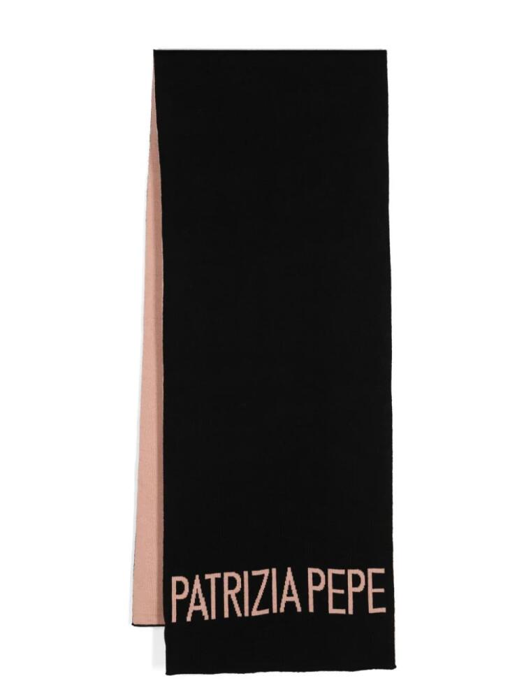 Patrizia Pepe logo-jacquard knitted scarf - Black Cover