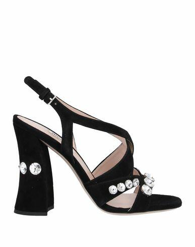 Miu Miu Woman Sandals Black Soft Leather Cover