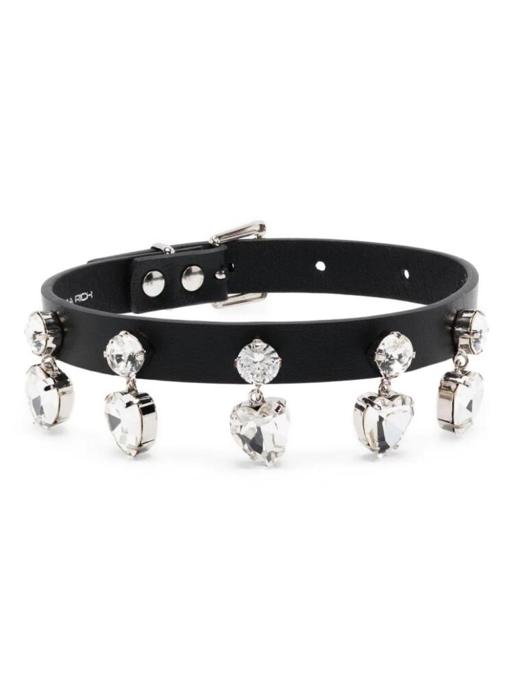 Alessandra Rich heart-pendants leather choker - Black Cover