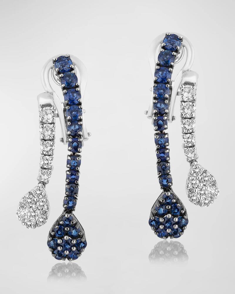 Andreoli 18K White Gold Blue Sapphire and Diamond Double Statement Earrings Cover