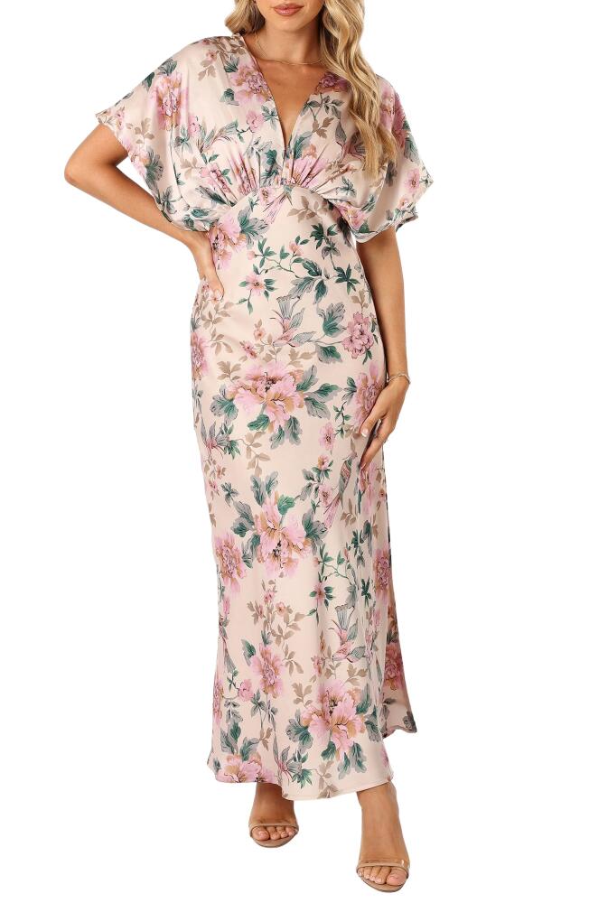 Petal & Pup Ricki Floral Satin Gown in Pink Floral Cover