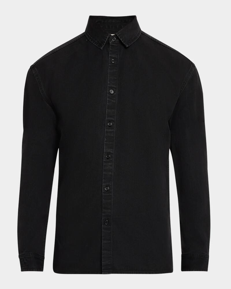 Saint Laurent Men's Denim Overshirt with Cassandra Logo Cover