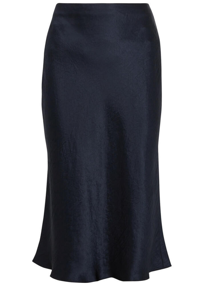 Vince Hammered Satin Midi Skirt - Navy Cover