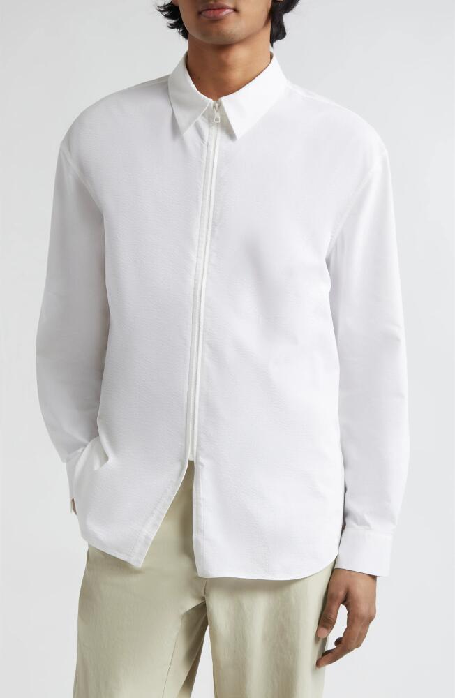 POST ARCHIVE FACTION 6.0 Textured Zip Front Shirt Right in White Cover