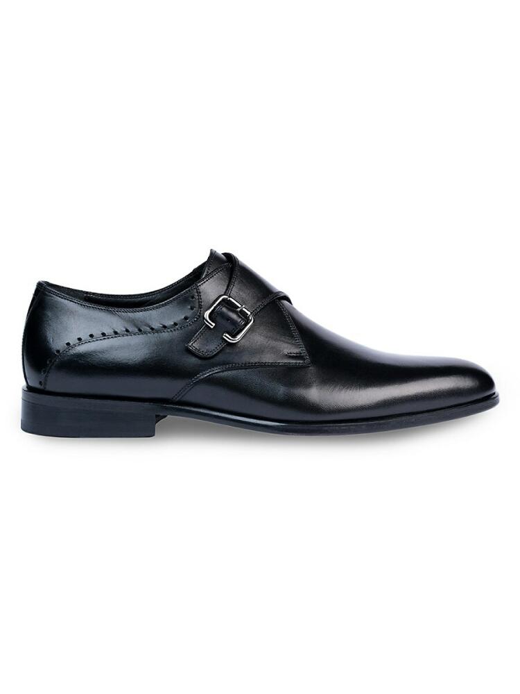 Vellapais Men's Leather Monk Strap Shoes - Black Cover