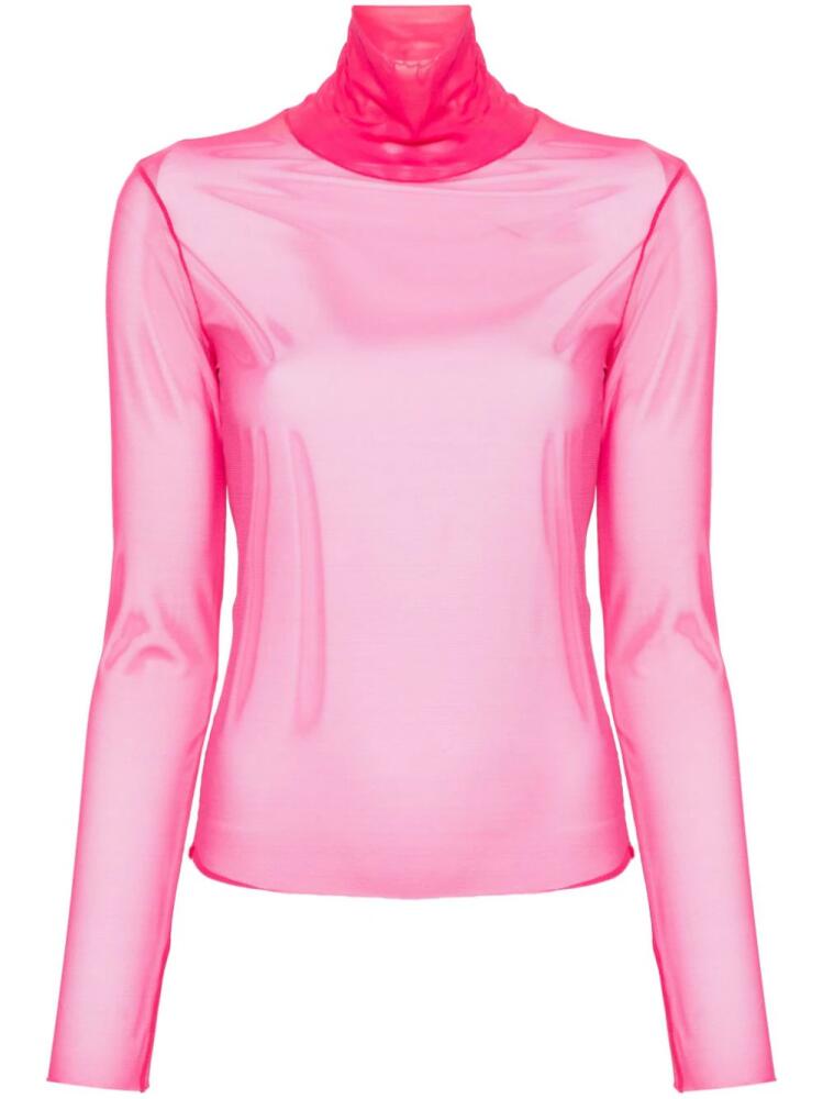 Patrizia Pepe roll-neck mesh T-shirt - Pink Cover