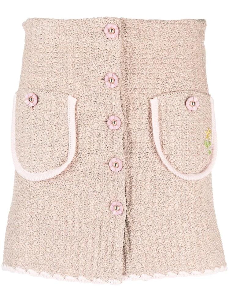 CORMIO Chiara flower-buttons knitted miniskirt - Neutrals Cover