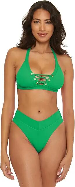 BECCA Modern Edge Elise French Cut High-Waist (Verde) Women's Swimwear Cover