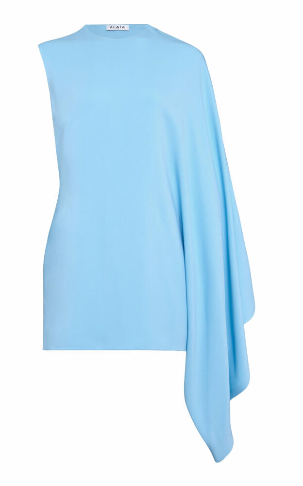 ALAA - One-Shoulder Stretch-Cady Kaftan Dress - Blue Cover