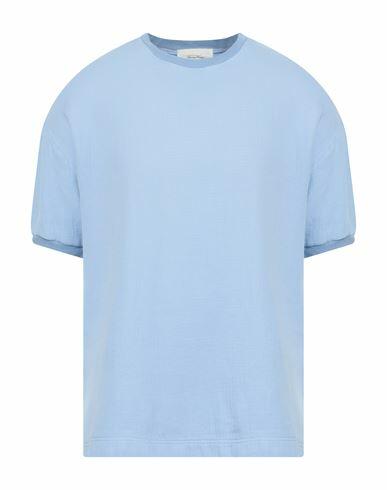 American Vintage Man T-shirt Light blue Cotton, Viscose, Linen Cover