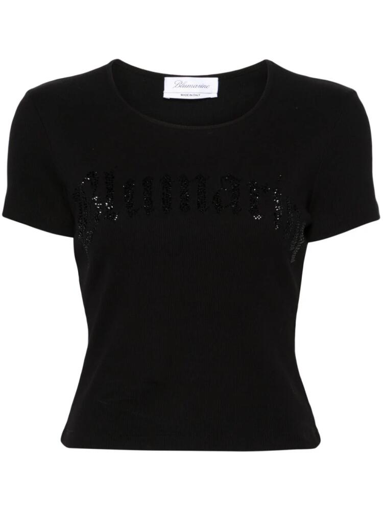 Blumarine rhinestoned ribbed T-shirt - Black Cover