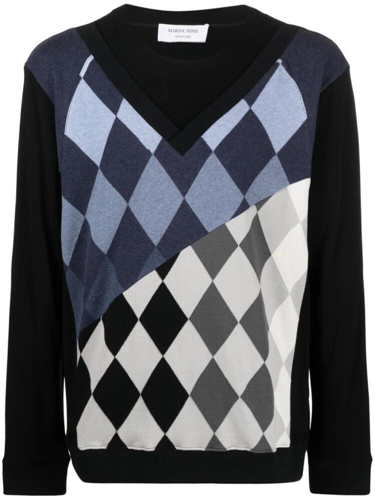 Marine Serre argyle check-pattern knitted jumper - Black Cover